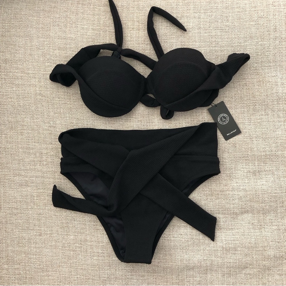 RELLECIGA Two Piece Bikini Women’s Size L Underwire Push Up Top Tummy Control